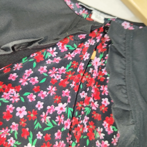 Topshop Red & Pink Floral Peter Pan Collar Dress Size UK 10 Ditsy Shift Smock - Picture 7 of 10